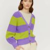 DAMEN Mazine | Mala Striped Cardigan Purple Haze/Leek Green